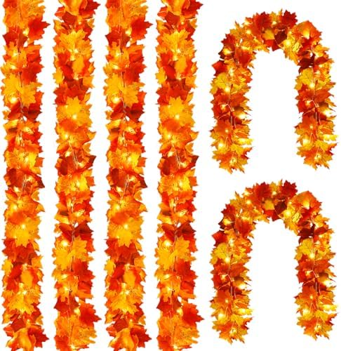 Joyhalo 6 Pack Fall Garland with 6.5FT LED Lights by Joyhalo