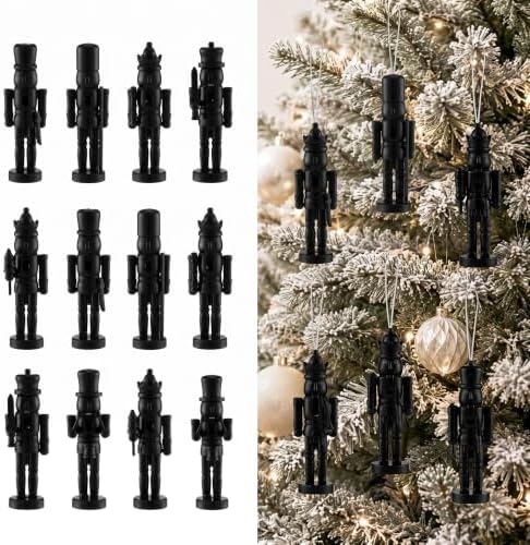 Amyhill 12 Pcs Black Christmas Nutcracker Ornaments, Wooden Vintage by Amyhill