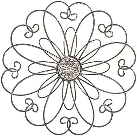 YiLifebes Metal Flower Wall Decor, 18”x18” Metal Floral Scroll Wall Art, Iron Wall Decoration Sculpture for Living Room Bedroom Bathroom Outdoor Garden, (Flower A) by YiLifebes-EasytoLife