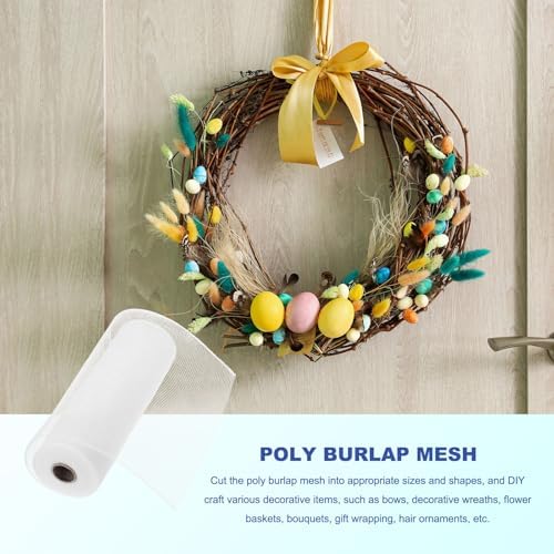 MECCANIXITY 3pcs 10 Inch Poly Burlap Mesh for Wreath, Decorative Mesh Fabric Ribbon 10 Yard for Fall Easter Christmas Flower Bow, White - Image 4