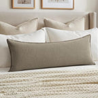 MIULEE Decorative Linen Lumbar Pillow Cover 14x36 Inch Tan Taupe by MIULEE