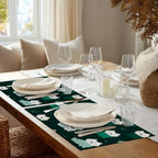 Shrahala Cute Dog in Dark Green Placemats, White Dogs Spots Table Mat Linen Burlap Washable Double-Deck Heat Insulation for Dining/Kitchen Table Set of 6 (12 X 18 Inch) - Image 3