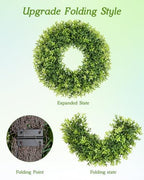 22 Inch Artificial Boxwood Wreaths for Front Door with Sash Outdoor Summer Wreath for Front Door, Spring Green Wreath UV Resistant Waterproof for Wall Window Porch Farmhouse Wedding Year Round - Image 4