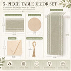 Boho Table Runner and Placemats Set of 6, Modern Farmhouse Table Decor - Image 2