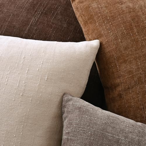 Set of 4 Soft Textured Decorative Throw Pillow Covers 26x26 Inch Cozy Farmhouse Cushion Cover Square Accent Pillow Cases for Bed Couch Sofa Living Room, Taupe Grey - Image 6