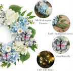 Valery Madelyn 18" Hydrangeas Spring Summer Wreaths for Front Door - Image 5