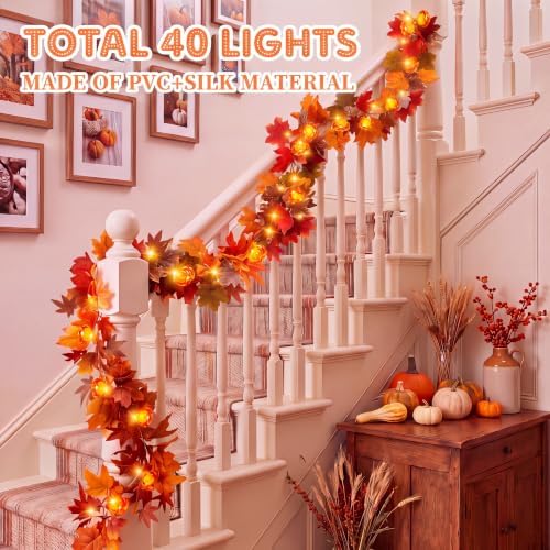 VIHOSE 2 Pack Fall Maple Leaves Thanksgiving Garland 11.5ft, Colorful - Image 5