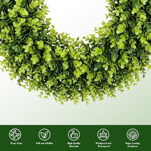 24" Artificial Eucalyptus Wreaths for Front Door Green Wreath All Seasons - Image 4