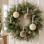 15 Pcs 3.15" Green and Brown Velvet Balls Ornaments for Christmas Tree - Image 5