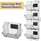 X-cosrack Metal Wire Basket Wall Mount, 4 Tier Extra Large Wall Storage Basket Organizer with Chalkboards, Kitchen Fruits and Vegetables Produce Bin Rack Toys Organizer Bathroom Tower Baskets (Black) - Image 5