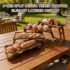 4 Tiered Serving Tray for Party Acacia Wood Foldable Tiered Tray Stand - Image 7