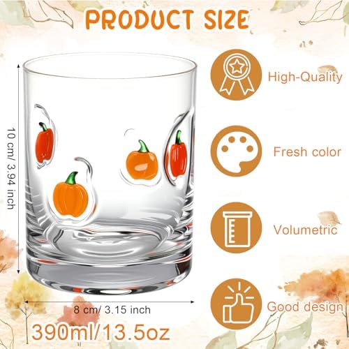 Skylety 2 Pcs Pumpkin Icon Juice Glasses Fall Halloween Drinking Cups - Image 2