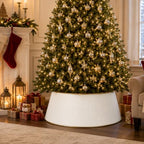 White Tree Collar, Holiday Tree Skirt Alternative, Christmas Decorations for Tree, Metal Christmas Tree Skirt, Xmas Tree Collar, Premium White & Gold Finish - Image 3