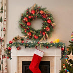 24 inch Christmas Wreath, Christmas Wreath for Front Door, Christmas Door Wreath Decor for Xmas Indoor Outdoor Holiday Decor (Red Ball) - Image 4