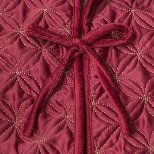 Balsam Hill Lancaster Quilted Christmas Tree Skirt - Reversible Tree Skirt with Metallic Gold Threading, Cardinal Red, 72" - Image 6