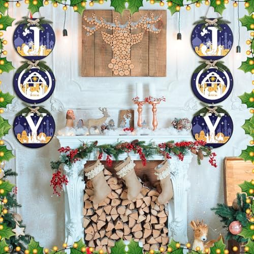 Blosssound 3 Pcs Lighted Christmas Front Door Decor, Jesus Nativity Scene - Image 4