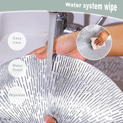 Snowkingdom Silver Placemats Set of 18, 15 Inch Round Metallic Hollow Vinyl Place Mats, Washable Wipeable Non Slip Kitchen Dining Table Mats for Christmas Thanksgiving Holiday Wedding Party Decoration - Image 3