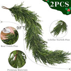2Pcs 9FT Lifelike Touch Fake Norfolk Pine Garland for Christmas Home Decor - Image 5