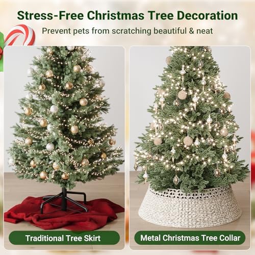 ELYKEN 33 Inch Woven Rattan Christmas Tree Collar, Stylish Seagrass & Water Hyacinth Xmas Tree Skirt for Artificial Trees, Wicker Tree Base Cover with Cord Cut-Out Farmhouse Tree Ring for Home Decor - Image 7