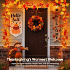 Fall Decorations for Home 18 FT Pre-lit Fall Garland with 100 LED Orange Lights, 8 Lighting Modes, Timer, Battery Operated Maple Leaves Garland for Fall Thanksgiving Mantel Door Fireplace Decor - Image 3