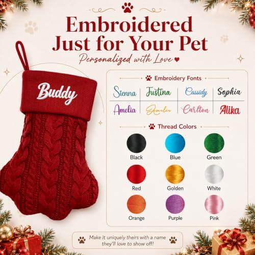 Personalized Dog Christmas Stockings - Custom Pet Paw Stocking for Puppy - Image 2