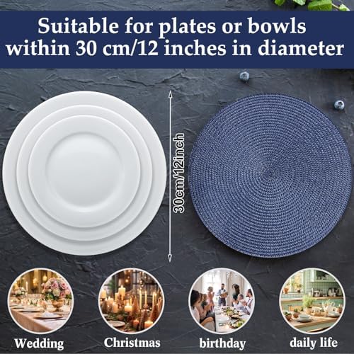 Buryeah 24 Pieces 13 Inch Christmas Round Placemats Circle Woven Place Mats Boho Decor Dining Table Mats Table Scape Hosting Friends for Wedding Birthday Dinner Parties (Fog Blue) - Image 3