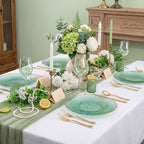 Rubtlamp 175 Pcs Green Plastic Plates Dinnerware Set (25 Guests), Hammered Plates Sets, Green Plastic Party Plates Set include 50 Disposable Plates Set, 75 Gold Plastic Silverware, 25 Cups 25 Napkins - Image 4
