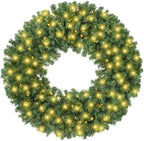 Casafield 60" Pre-Lit Fir Artificial Christmas Wreath Holiday Décor, 300 LED Lights, 1140 PVC Tips for Front Door, Window, or Mantel by Casafield