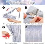 ZATAYE 12 Pack Glitter Silver New Years Eve Foil Curtain Decorations - Image 3