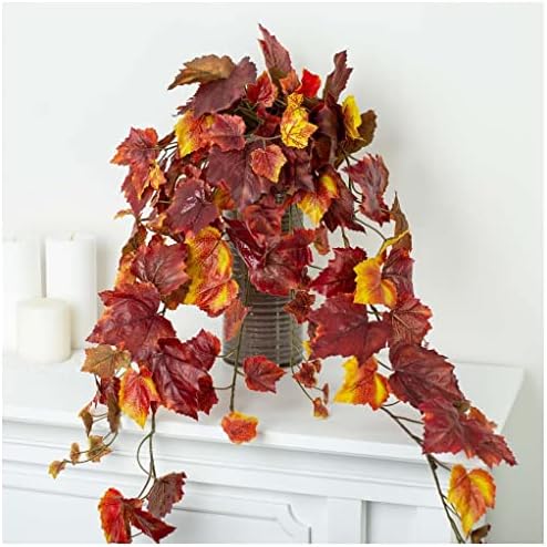 Factory Direct Craft Vibrant Grape Leaf Cascading Artificial Ivy Vine Bush Greenery - Indoor/Outdoor Tuscany Vineyard Winery Hanging Grape Leaves Plant for Home Porch or Patio Decor (39" L) by FactoryDirectCraft