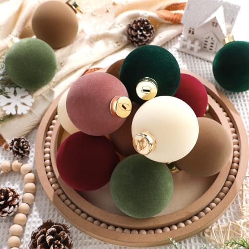 Simgoing 15 Pcs Velvet Christmas Ornament 3.15'' Flocked Xmas Tree Ornament - Image 5