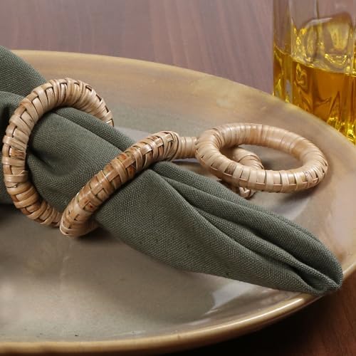 Goroly Home Rattan Napkin Rings Set of 24, Bulk Natural Round Woven Napkin Holders for Wedding Party Decoration - Image 6
