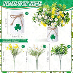 Canlierr 10 Pcs St. Patrick's Day Decorations Table Centerpiece Artificial Daisy Four Leaf Clover Branches with Vase Set Green Floral Arrangements for Home Farmhouse Party - Image 2