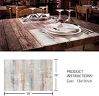 Brown Blue Placemats Set of 6, Ombre Shabby Burlap Retro Farmhouse Abstract Art Placemats for Dining Table Place Mats for Kitchen Table Waterproof Table Mats, Wipeable Dining Table Set - Image 5
