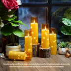 Nimiko Flickering Flameless LED Candles,Battery Operated Candles 24 Pcs with Embedded Star String,Acrylic LED Pillar Candles with Remote,Suitable for Home Decoration to Create an Atmosphere (Gold) - Image 4