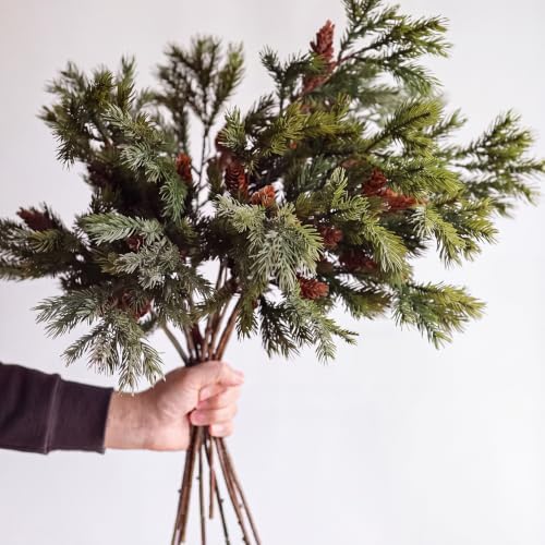 Wavwavw 12 Pcs Greenery Christmas Artificial Cedar Pine Stems, 25.5 Inch by Wavwavw