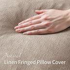 MIULEE Boho Natural Linen Fringe Decorative Euro Throw Pillow Covers 22x22 - Image 2