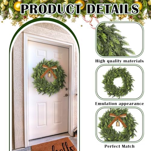 26 Inch Artificial Cedar Wreath Christmas Wreath for Front Door - Image 3