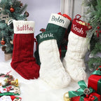 Personalized Christmas Stockings,Custom Embroidered Name & Monogram Knit Stockings for Kids,Family,Red/Green Cable Knit 18" Christmas Stocking for Fireplace Holiday Decor Gifts(7 Pack) - Image 6