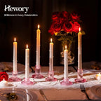 Hewory Pink Taper Candle Holders Bulk: 9PCS Glass Candlestick Holders - Image 3