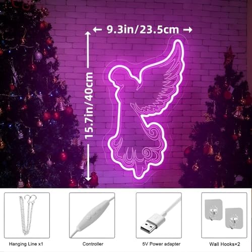 Kneeling Angels Neon Sign, Elegant Angel LED Neon Light Sign for Christmas Tree Decoration Dimmable USB Powered, Holy Glow Light Up Sign for Wall Home Holiday Church Décor & Customizable Gift - Image 2