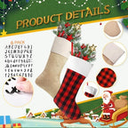 Tatuo 12 Pack Christmas Burlap Stockings Hanging,Light Brown, Red Black - Image 4
