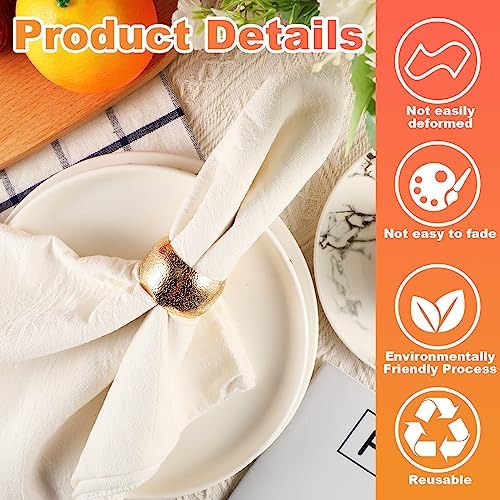 Lallisa 48 Pcs Gold Napkin Rings Bulk Metal Classic Brass Napkin Ring Holders Elegant Farmhouse Cloth Table Decorations for Tea Wedding Anniversary Birthday Dinners Party Supplies - Image 4