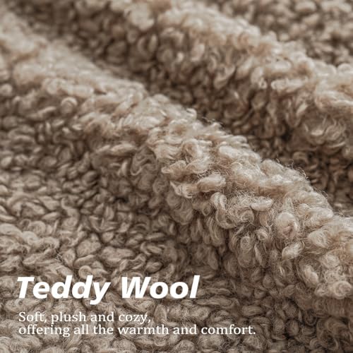 Foindtower Decorative Fuzzy Faux Fur Throw Pillow Covers 22x22 Inch Khaki - Image 2