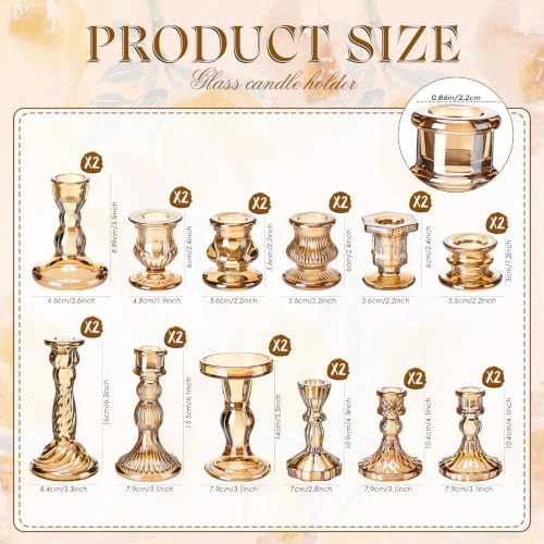Mumufy 48 Pcs Gold Crystal Taper Candle Holders with Flameless Candles - Image 4