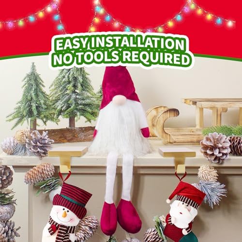4 Pcs Christmas Stocking Holders, Mantel Stocking Hangers Metal Hanging Hooks with Protective Pads for Xmas Holiday Counter Window Home Table Gold - Image 5