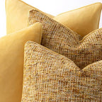 a moment Bright Yellow 4 Pack Throw Pillow Covers - Chenille & Velvet Set with Piping, Farmhouse Textured Design Pillow Cases for Couch Sofa Bed Livingroom (22x22 Inch, No Insert) - Image 6