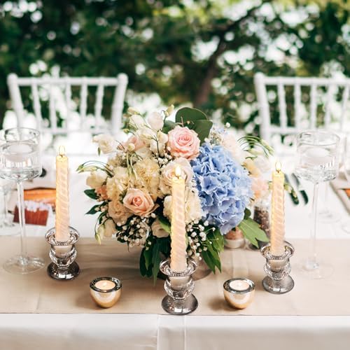 Clear Glass Candlestick Holders Taper Candle Holder Bulk 2.5 Inch Candle Stick Holder for Table Centerpiece Mantel Wedding Housewarming Gift Rustic Vintage Valentines Dinning Decoration - Image 4