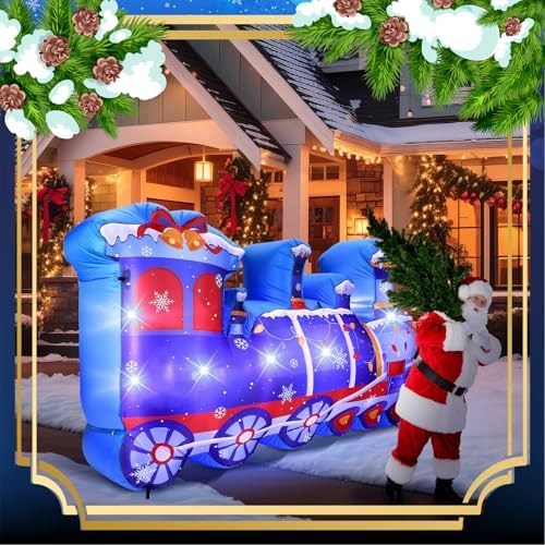Vihose 8ft Christmas Inflatable Polar Train with LED Lights for Outdoor - Image 2