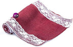 VDS Pack of 25, Burlap Table Runner with White Lace Edge, 100% Natural Jute Rustic Hessian Table Cloth Centerpiece for Wedding Birthday Party Banquet Table Decoration (Size 12X108 Inch)(Maroon) - Image 3